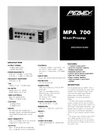 Peavey MPA 700 Specifications предпросмотр