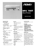 Peavey MPA 700T Specifications preview