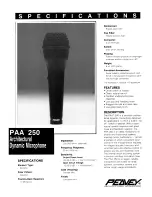 Preview for 1 page of Peavey PAA 250 Specifications