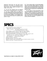 Preview for 3 page of Peavey Pacer 100 Owner'S Manual