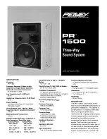 Preview for 1 page of Peavey PR 1500 Specification Sheet