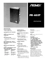 Предварительный просмотр 1 страницы Peavey PR 603T Specifications