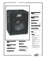 Peavey PV 118 Sub Specifications preview