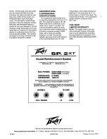 Предварительный просмотр 4 страницы Peavey SP 2XT Specifications