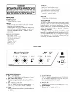 Предварительный просмотр 2 страницы Peavey UMA/12T Operating Instructions Manual