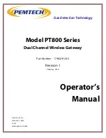 Предварительный просмотр 1 страницы PEMTECH PT800 Series Operator'S Manual