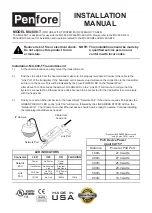 Preview for 1 page of Penfore MU-600-T Installation Manual