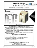 Pentair Pool Products 175K BTU/HR Operation & Installation Manual preview