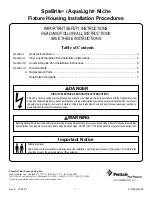 Preview for 1 page of Pentair Pool Products AquaLight Installation Procedures Manual