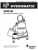 Предварительный просмотр 1 страницы Pentair Pool Products Hydromatic SHEF30 Installation And Service Manual