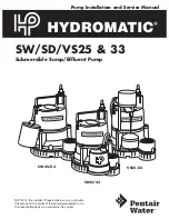 Pentair Pool Products Hydromatic SW25/33 Installation And Service Manual предпросмотр