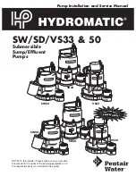 Pentair Pool Products Hydromatic SW33 Installation And Service Manual предпросмотр