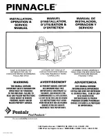 Pentair Pool Products Pinnacle Operation & Service Manual preview
