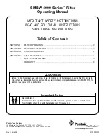 Предварительный просмотр 1 страницы Pentair Pool Products SMBW 4000 Series Operating Manual