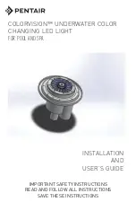 Предварительный просмотр 1 страницы Pentair COLORVISION Installation And User Manual