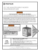 Preview for 1 page of Pentair ETi 400 Installation And User Manual