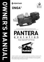 Pentair ONGA Eco Select PANTERA evolution Owner'S Manual preview