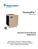 Pentair ThermalFlo Heat Pump Contol Panel Addendum Addendum Manual предпросмотр