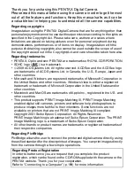 Preview for 2 page of Pentax 17601 - Optio P70 Digital Camera Operating Manual