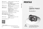 Preview for 1 page of Pentax 750Z - Optio Digital Camera Operating Manual