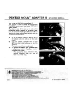 Pentax Mount Adapter K Operating Manual preview