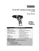 Предварительный просмотр 1 страницы Performax 241-0502 Owner'S Manual