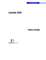 Preview for 1 page of PerkinElmer Lambda 365 User Manual