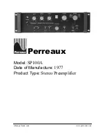 Perreaux SP100A Specification Sheet preview