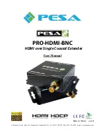 PESA PRO-HDMI-BNC User Manual предпросмотр