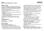 Preview for 5 page of Petra electric BF3 Instructions For Use Manual