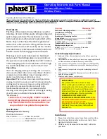 Preview for 2 page of phase II+ 220-006 Operating Instructions & Parts Manual