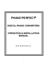 Предварительный просмотр 1 страницы Phase Technologies HASE PERFECT DPC-20 Operation & Installation Manual