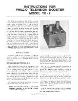 Philco TB-2 Instructions preview