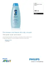 Philips AVENT Relaxing Bath & Shower Essence SCF502/40 Specification Sheet предпросмотр