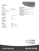 Preview for 2 page of Philips/Magnavox AQ6582 Specifications