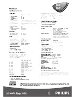 Предварительный просмотр 2 страницы Philips 1.07E+23 (Portuguese) Especificações Técnicas