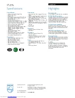 Предварительный просмотр 2 страницы Philips 105G79 Specification Sheet