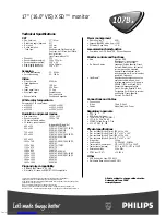 Preview for 2 page of Philips 107B20 Specification Sheet