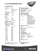 Предварительный просмотр 2 страницы Philips 107B30 Specification Sheet