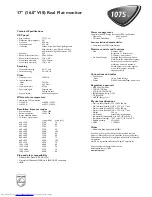 Предварительный просмотр 2 страницы Philips 107S51 Technical Specifications