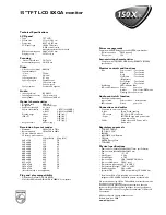 Предварительный просмотр 2 страницы Philips 150X4FS Specifications