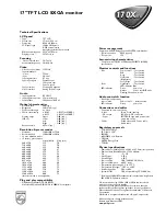 Preview for 2 page of Philips 170X4FS Specification Sheet