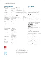 Preview for 2 page of Philips 190B5CB Specifications