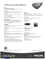 Preview for 2 page of Philips 19PR 16C Specification Sheet