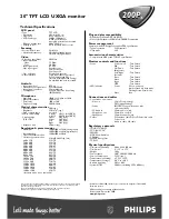 Предварительный просмотр 2 страницы Philips 200P3C Technical Specifications