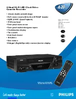 Philips 4-HEAD HI-FI VCR VR620CAT Specifications preview