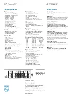 Предварительный просмотр 2 страницы Philips 42PF9936/37 Technical Specifications