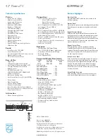 Preview for 2 page of Philips 42PF9956/37 Specifications