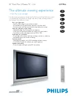 Предварительный просмотр 1 страницы Philips 42PF9966/12 Specifications