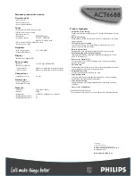 Preview for 2 page of Philips ACT6688 Specifications